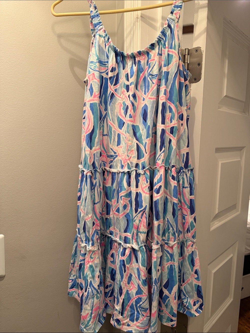 Lilly Pulitzer Women’s Pastel Blue & Pink Tiered Sundress Skirt size small